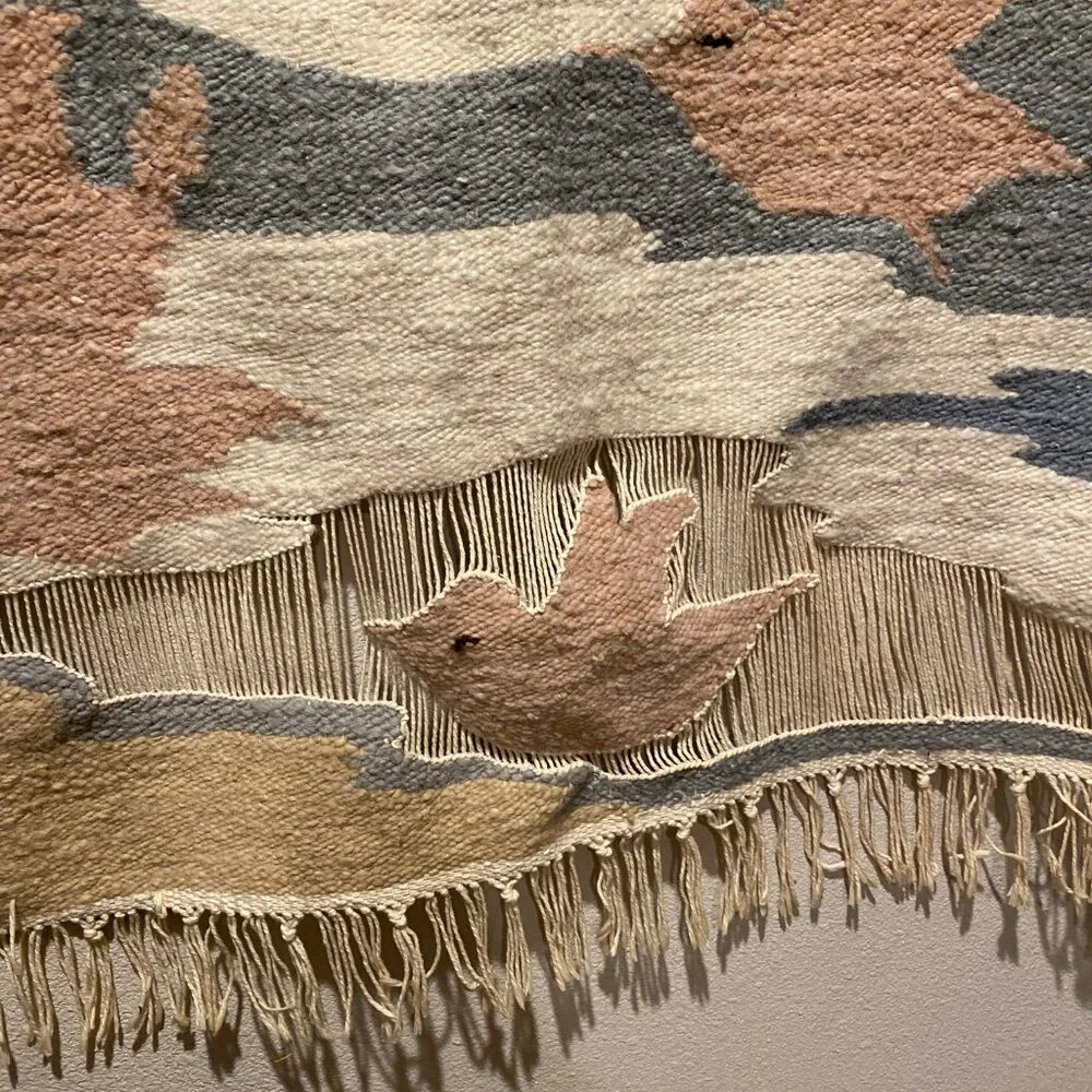 Vintage Wool Woven Bird‎ & Sun Tapestry Wall Art - 51x36 Handwoven